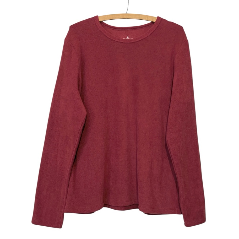 Cuddl Duds Fleece Wear with Stretch, Extra Soft, Long Sleeve, Color Scarlet, 1X